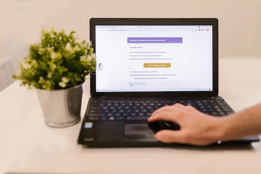 Ekranda sahte uyarı içeren dolandırıcılık e-postası